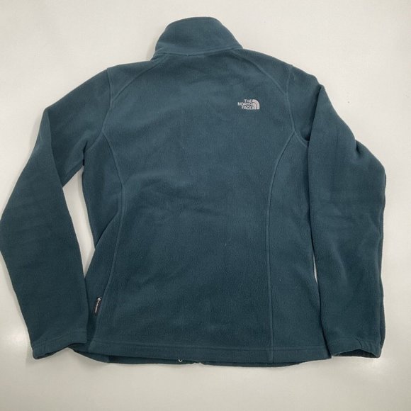 The North Face Fleece Jacket Womens Size M Green Full Zip Pockets Logo Mock Neck - Picture 9 of 15
